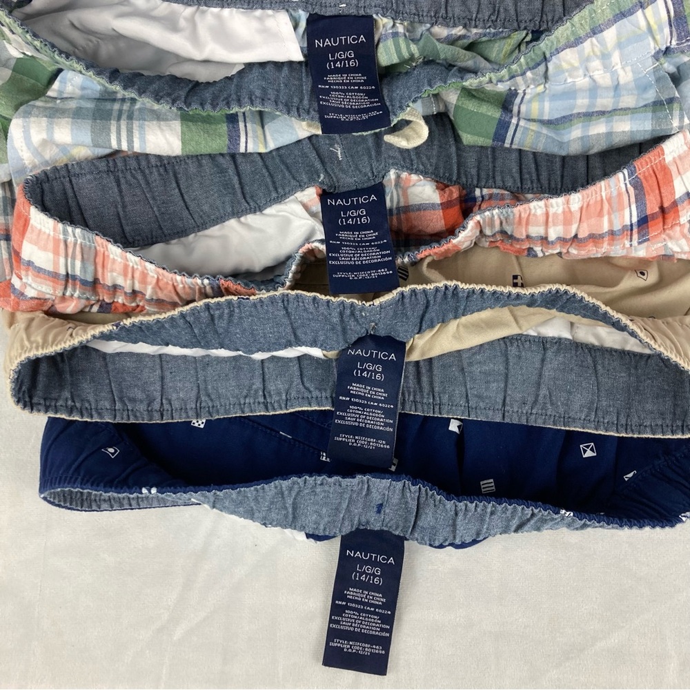 Set of 4 Nautica Plaid & Nautical Patterned Elastic Waist Shorts Boys' Sz 14/16 - Picture 12 of 14